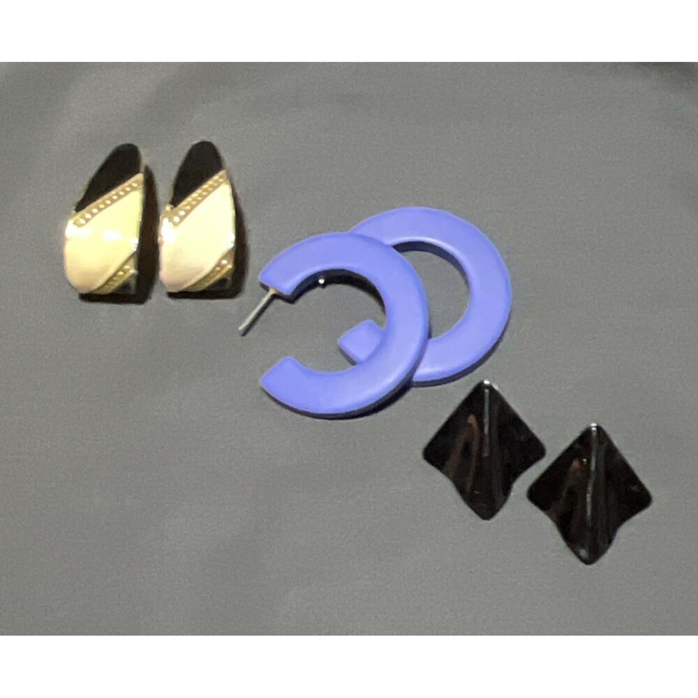 80’s Vintage Multicolor Earrings Mixed Lot Plastic Metal Fashion 6 Pieces